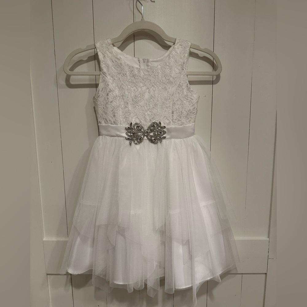 Rare Editions White Lace & Tulle Special Occasion Dress – Girl size 7